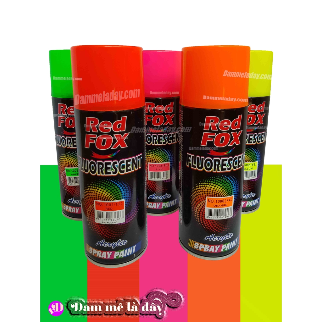 Sơn xịt huỳnh quang màu nổi Redfox – Nhập khẩu Thái Lan