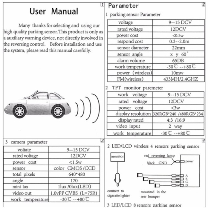 Sản Phẩm  Cảm biến lùi kết hợp đo khoảng cách, gắn tích hợp trên màn hình có sẵn của ô tô . | BigBuy360 - bigbuy360.vn