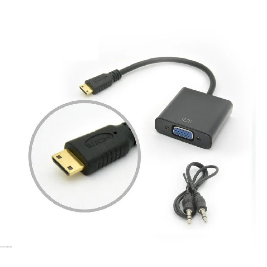 Cáp chuyển đổi Mini HDMI sang VGA có âm thanh HDMI To VGA Adapter (Đen)- dc936