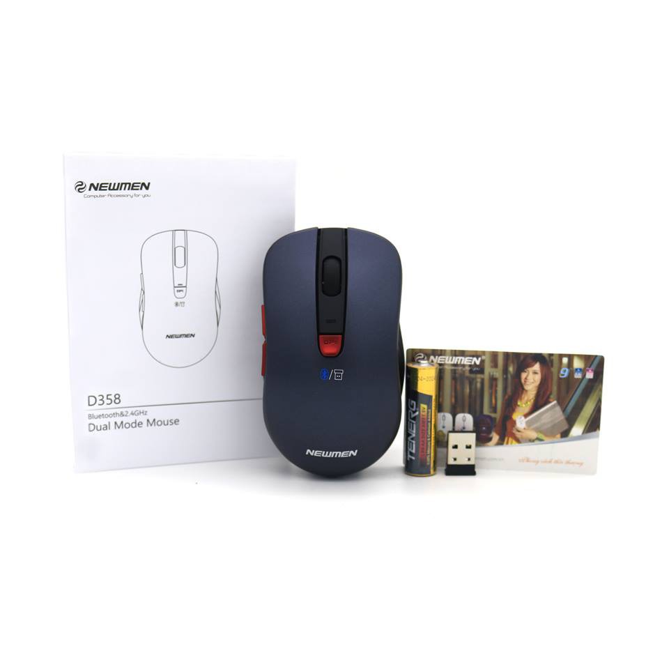 Chuột không dây Newmen D358 (Dual 2.4G + Bluetooth) 6 nút điều khiển và 2 chế độ hoạt động mạnh mẽ