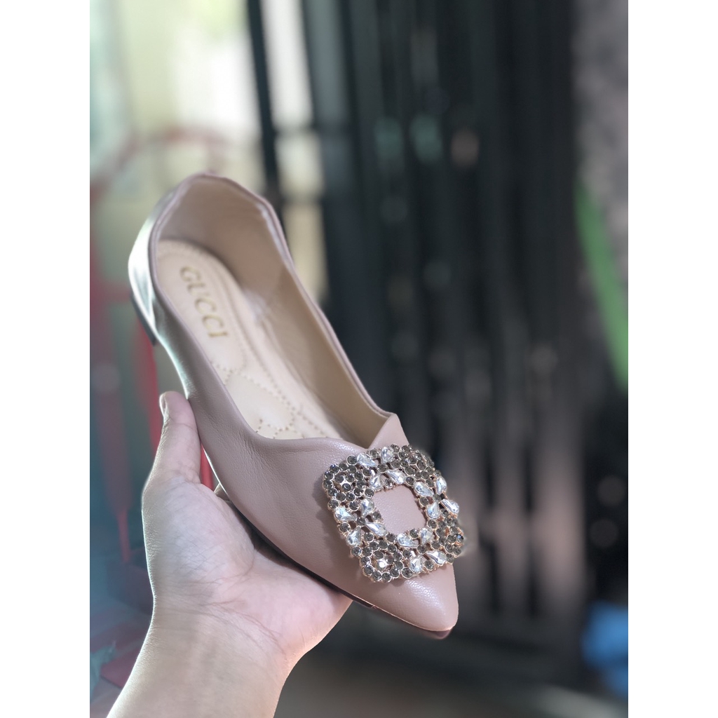 Giày búp bê nữ hoa đá da mềm êm chân | BigBuy360 - bigbuy360.vn