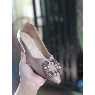 Giày búp bê nữ hoa đá da mềm êm chân