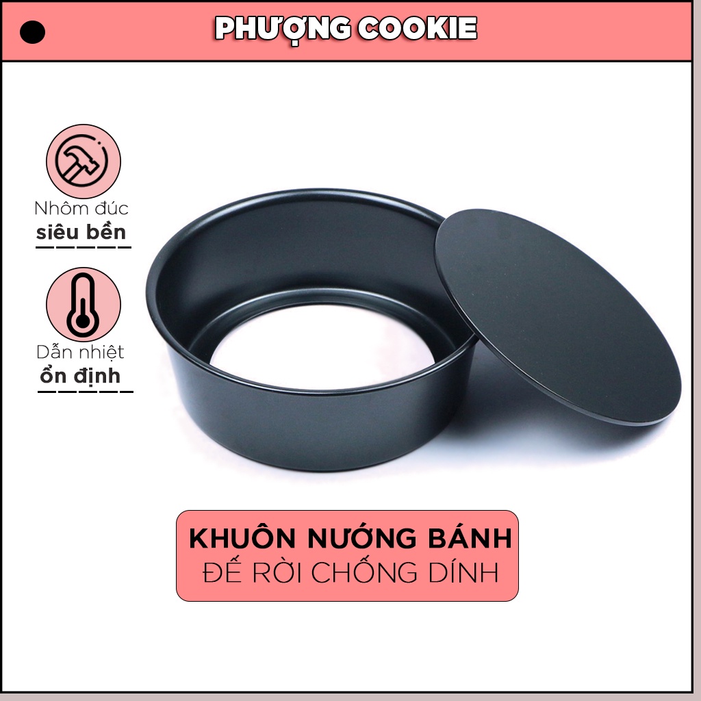 Khuôn nướng bánh tròn chống dính, đế rời, dùng để nướng bánh bông lan, gato, chiffon