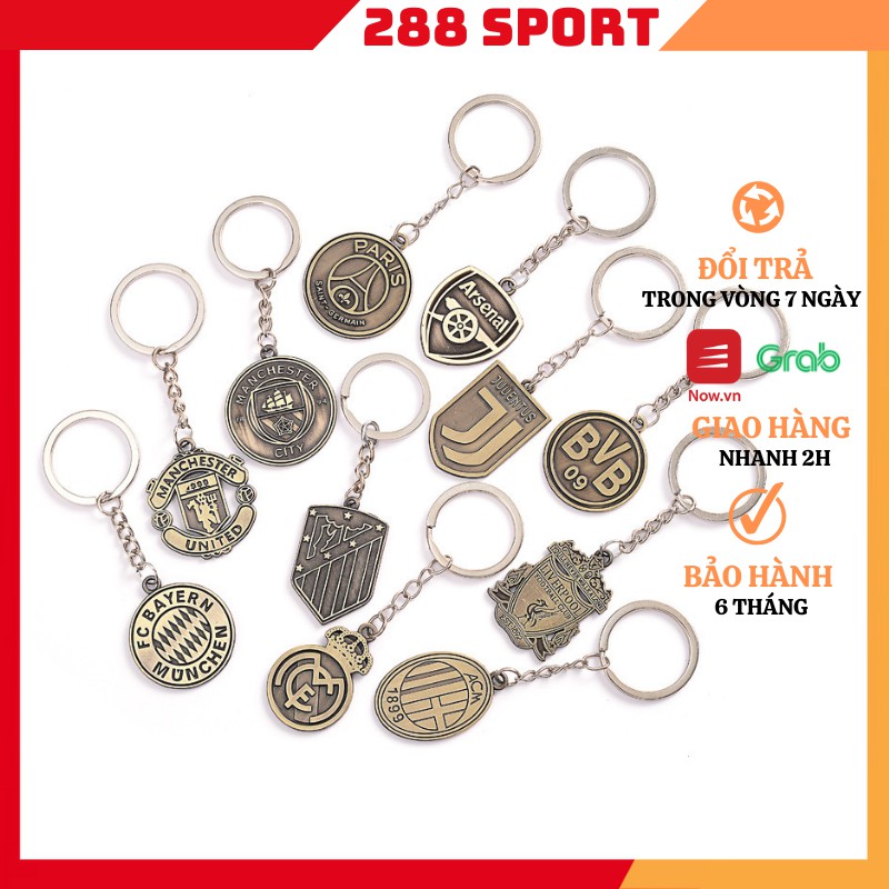 Móc khóa thể thao in nổi 2 mặt logo các câu lạc bộ bóng đá hợp kim cao cấp TT03