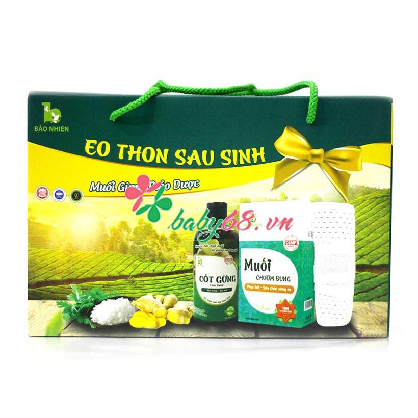 Bộ Eo Thon Sau Sinh Bảo Nhiên: Muối bụng + Cốt gừng + Gen nịt bụng