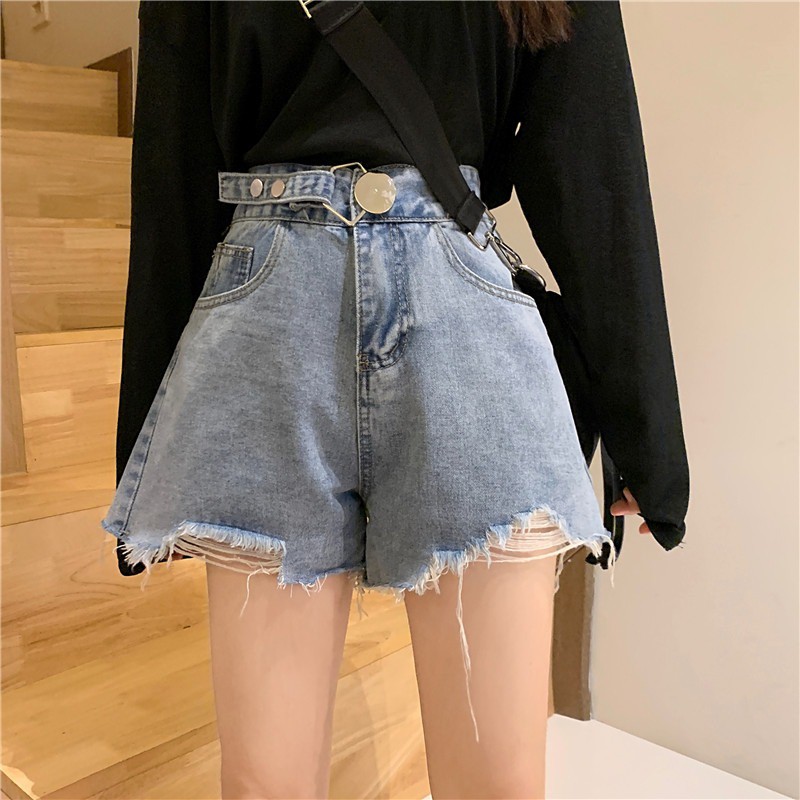 Quần Short Jean Nữ Cạp Cao Kèm Ảnh Thật