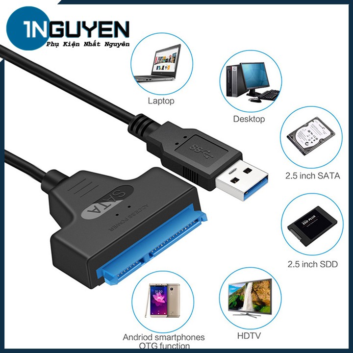 Dây Cáp Chuyển Đổi SATA 3 USB 3.0 Sang SATA hỗ trợ 2.5 inch SSD HDD SATA 22 pin / USB to SATA