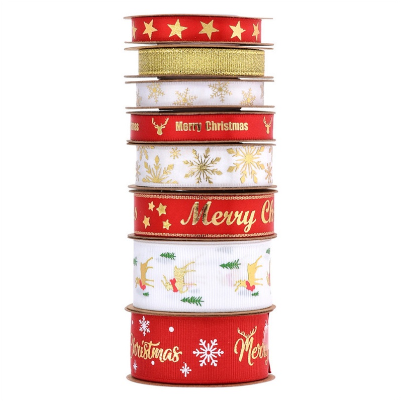 Cuộn Dây Ruy Băng Polyester In Họa Tiết Số 8 Dùng Trang Trí Giáng Sinh DIY