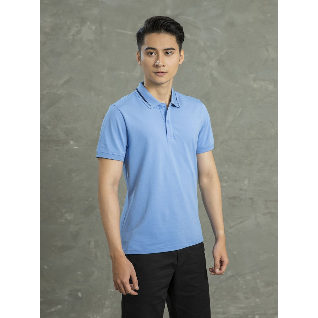 Áo Thun Nam Tay Ngắn Có Cổ Aristino APS063S1 Màu Xanh Biển 103 Chất Liệu Cotton Dáng Regular Fit