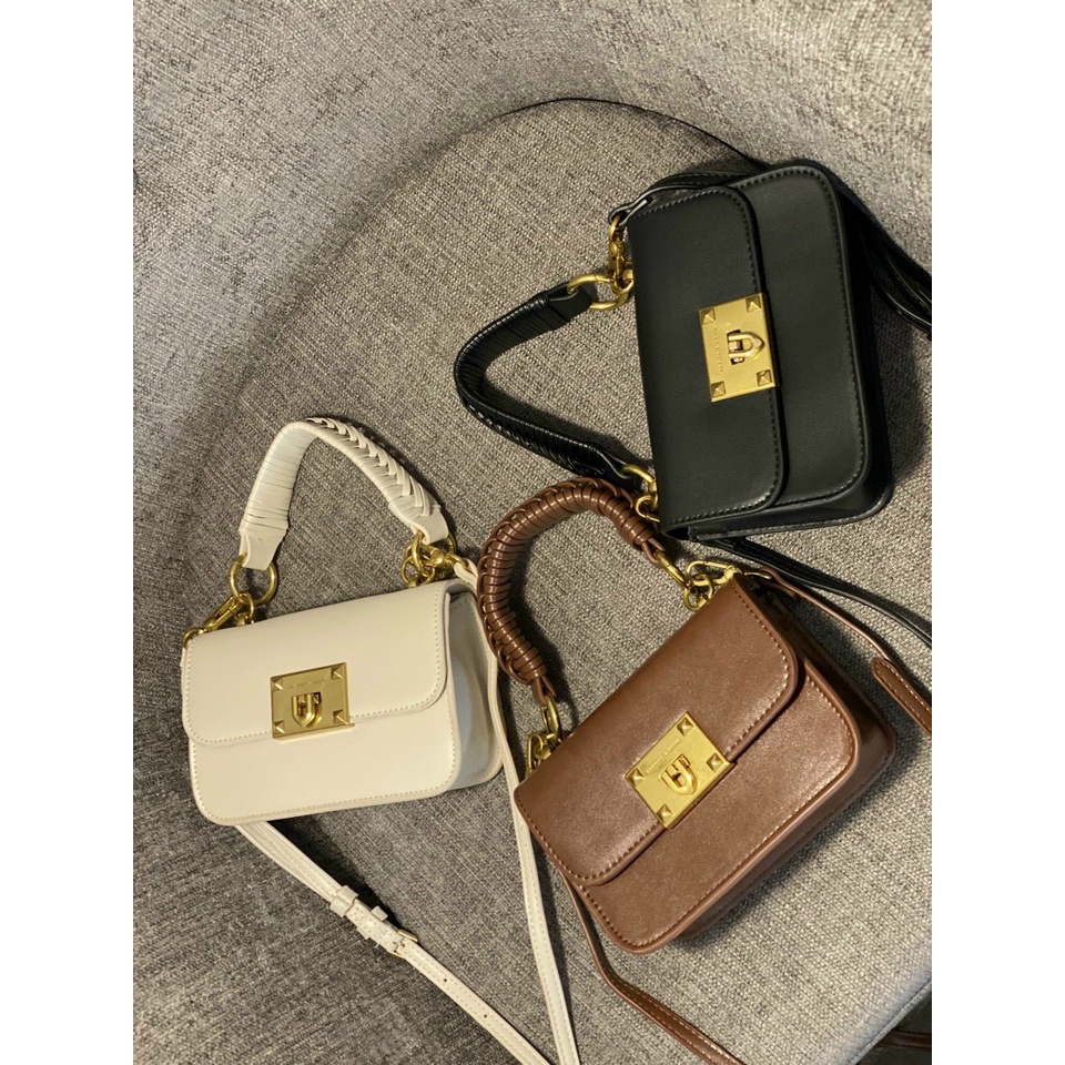 Túi CNK quai xoắn 3 màu khóa tag dập logo siêu đẹp trẻ trung năng động cá tính cho các cô nàng năng động