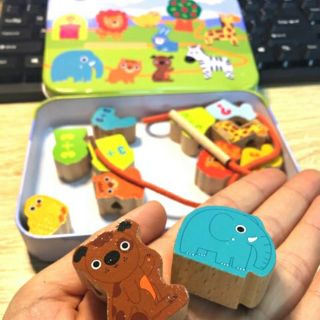 ĐỒ CHƠI GỖ XÂU HẠT HỘP SẮT