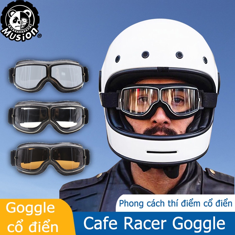 Kính bảo hộ goggle MUSION da giả chống bụi bẩn chống trầy xước phong cách cổ điển thời trang dành cho cả nam và nữ