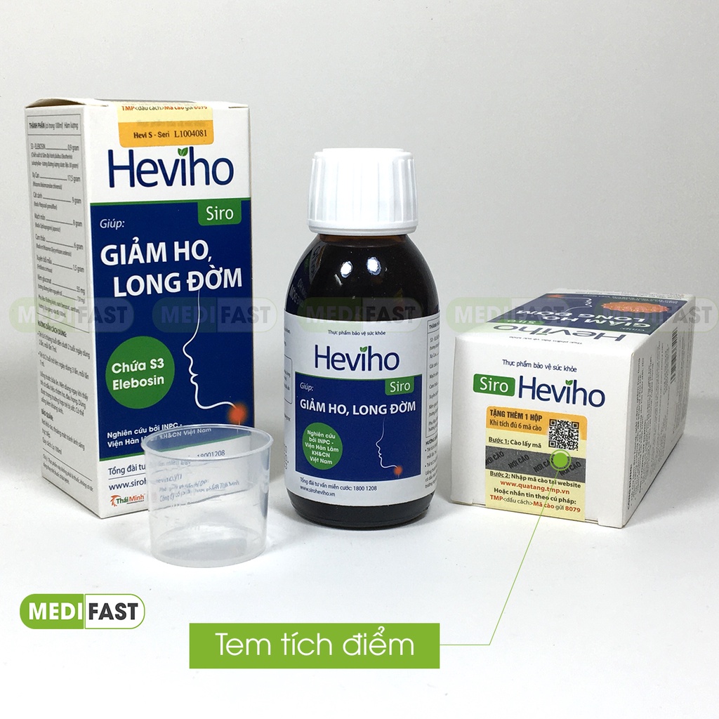 Siro Heviho - Giúp giảm ho, bổ phổi, bổ phế, long đờm ở trẻ - từ thảo dược thiên nhiên - Chai 100ml mua 6 tặng 1