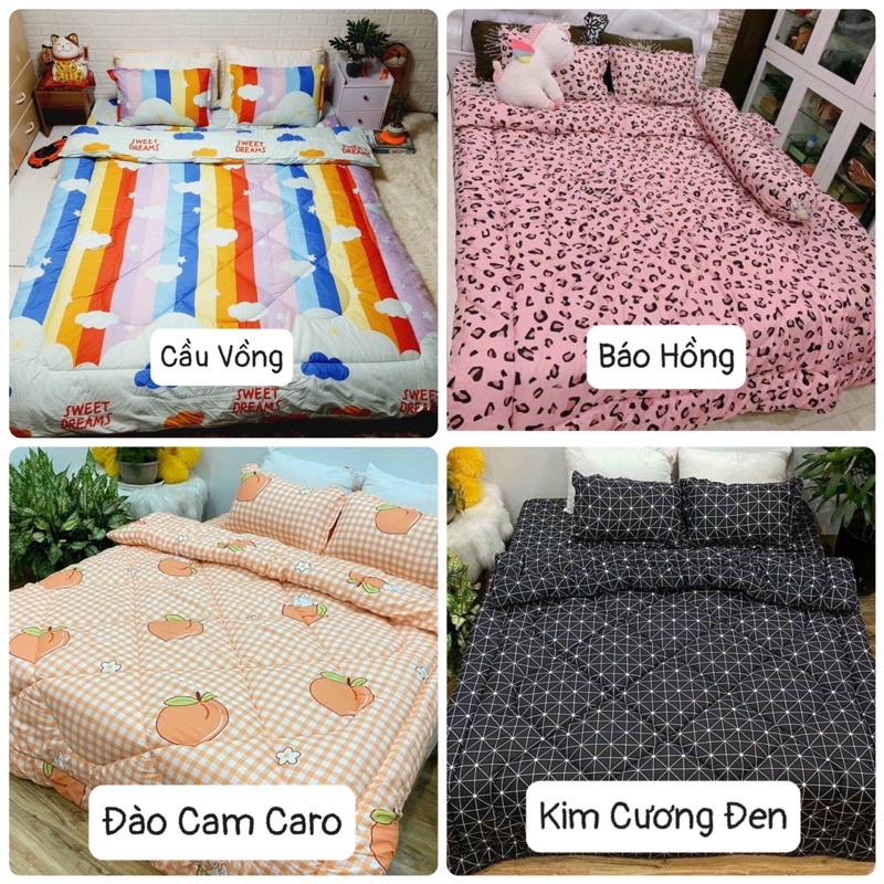 [Có video quay thật] BỘ CHĂN PHAO GA GỐI COTTON POLY 5 MÓN, Bộ chăn phao dày dặn, Bộ chăn phao cao cấp, chăn phao giá rẻ | BigBuy360 - bigbuy360.vn