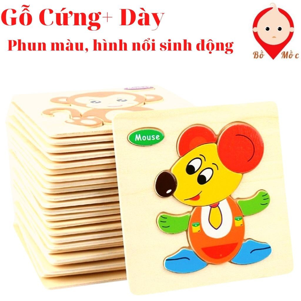 Tranh Gỗ Ghép Hình 3D Nổi  - Đồ Chơi Xếp Hình Cho Bé Thông Minh, Sáng Tạo,Tư Duy Trí Tuệ- Shop Bố Mốc