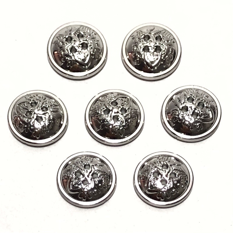 10 cái - Nút Áo size lớn 2cm nhựa giả kim loại họa tiết siêu đẹp, trắng sáng bóng