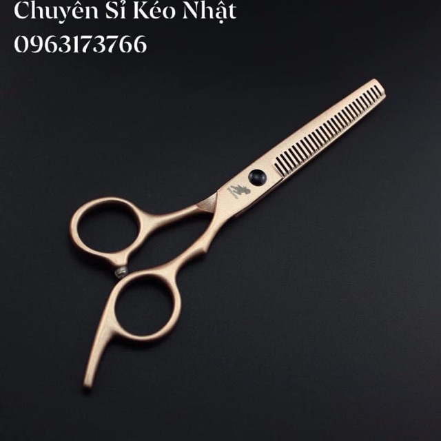 Kéo cắt tóc Nhật Bản cao cấp FREELANDER màu vàng đồng MS04 [ Mua một bộ để được tặng bao da ]
