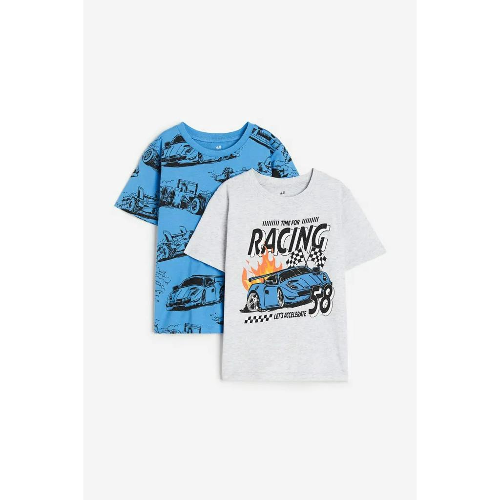 Set 2 áo phông trắng xám oto HM H&M_hàng chính hãng authentic