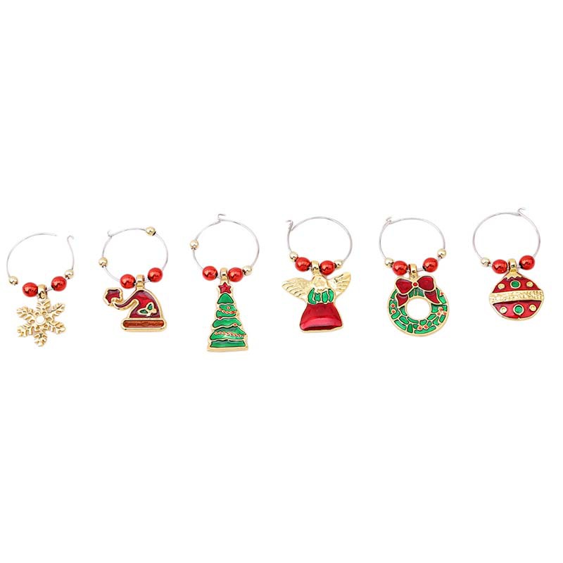 Christmas Wine Glass Ring Wine Glass Pendant Wine Glass Decorations Charm Table Decoration