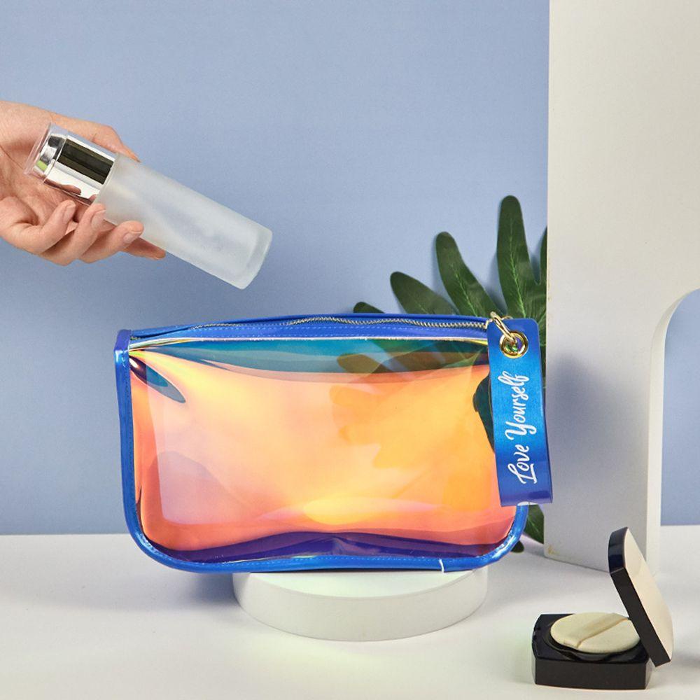 Túi Đựng Mỹ Phẩm Màu Laser Cỡ Lớn Chống Thấm Nước Có Khóa Kéo Tiện Dụng