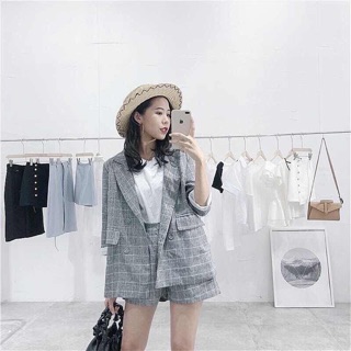 Sét vest caro quần đùi