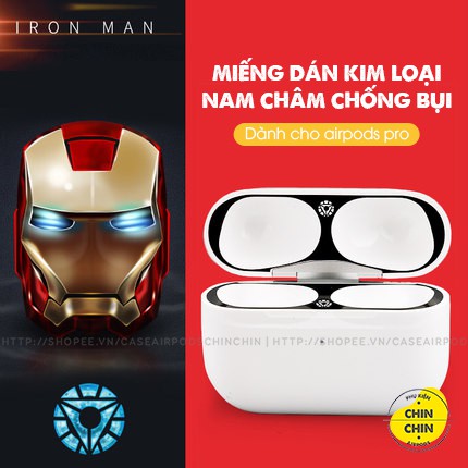 Miếng Dán Kim Loại Nam Châm Chống Bụi Bảo Vệ Tai Nghe AirPods Pro Hình Siêu Nhân MV