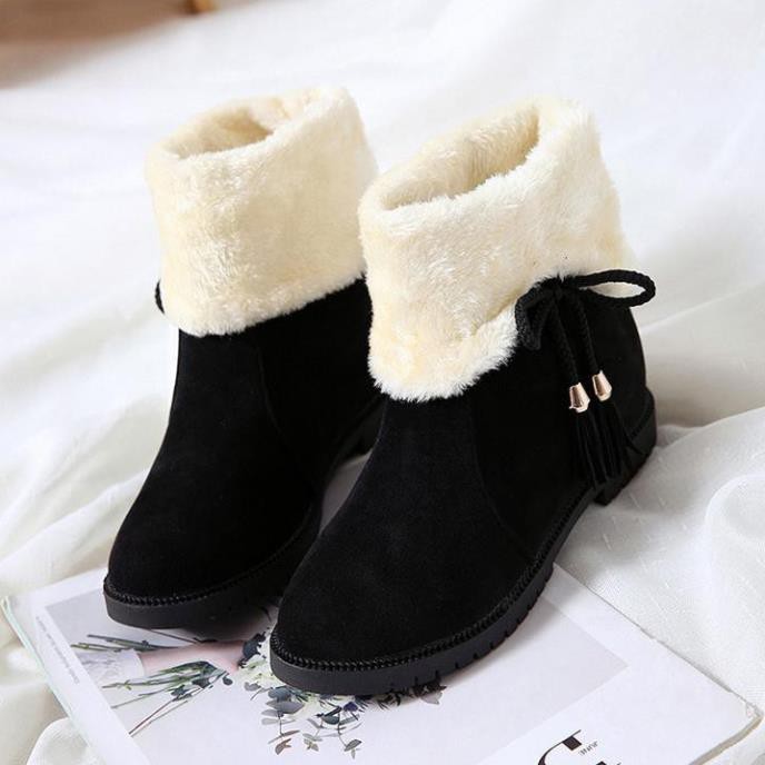 Boots Nữ-Giày Boots Nữ Da Lộn Lót Lông Kiểu Dáng Hàn Quốc | BigBuy360 - bigbuy360.vn