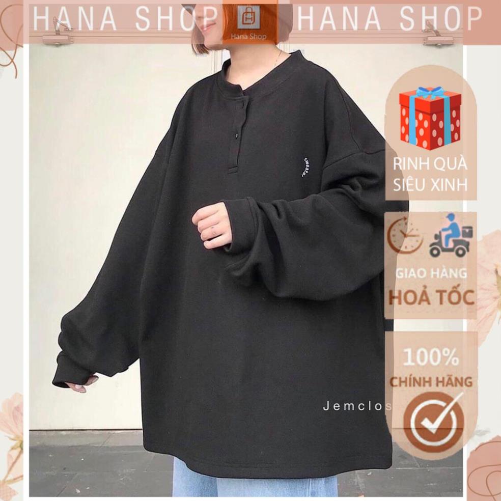 [Hàng Cao Cấp] Áo Nỉ Bông Cổ Tàu  Sweater Unisex Cúc Cài 2 Màu - Dáng Sportyy Dưới 70kg G70