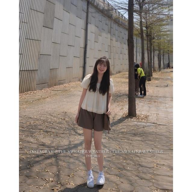 Set Bộ Đùi Short Baby Doll Phong Cách Tiểu Thơ Ulzzang Hàn Quốc- Set Áo Nơ Quần Short Hot