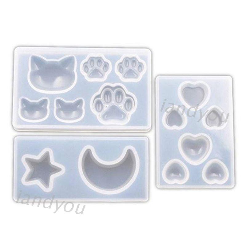 Set 3 khuôn silicon làm trang sức kiểu ngôi sao mặt trăng và trái tim tiện lợi