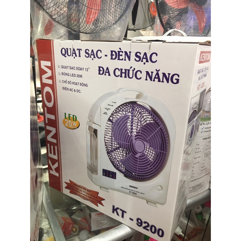 Quạt sạc Kentom KT 9100/KT9200 kèm dend sạc tiện dụng, 2 chế đọ hoạt động AC &amp; DC ,thời gian sử dụng lâu.