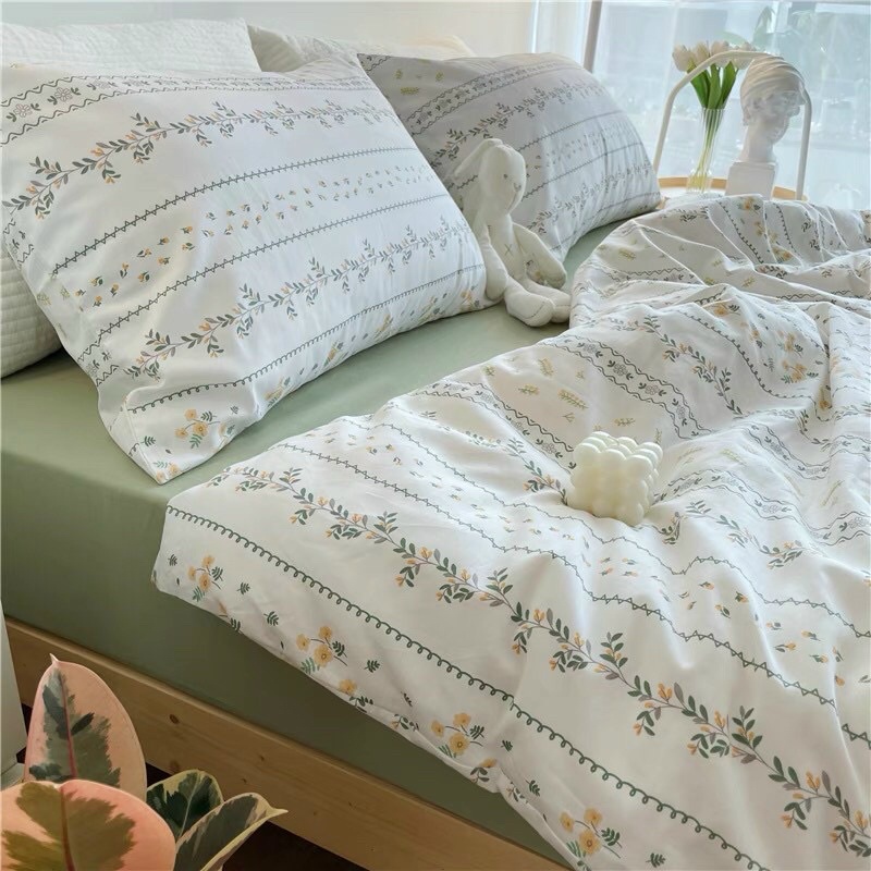 Set Bộ Vỏ Cotton Living Hoa Nhí Kiểu Vintage Chất Mát, Thấm hút tốt- 6 Mẫu Tại shinbedding
