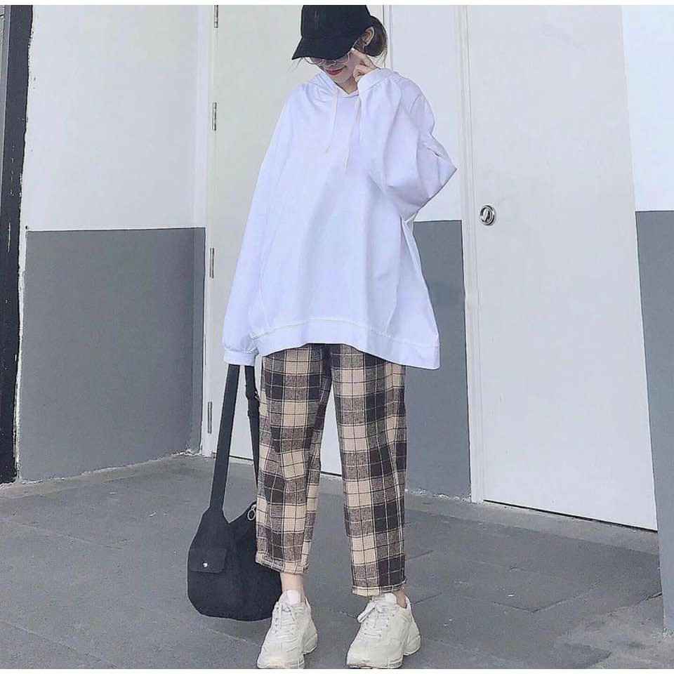Quần Culottes Kẻ Caro Cạp Chun Ống Suông Ulzzang Nữ | BigBuy360 - bigbuy360.vn