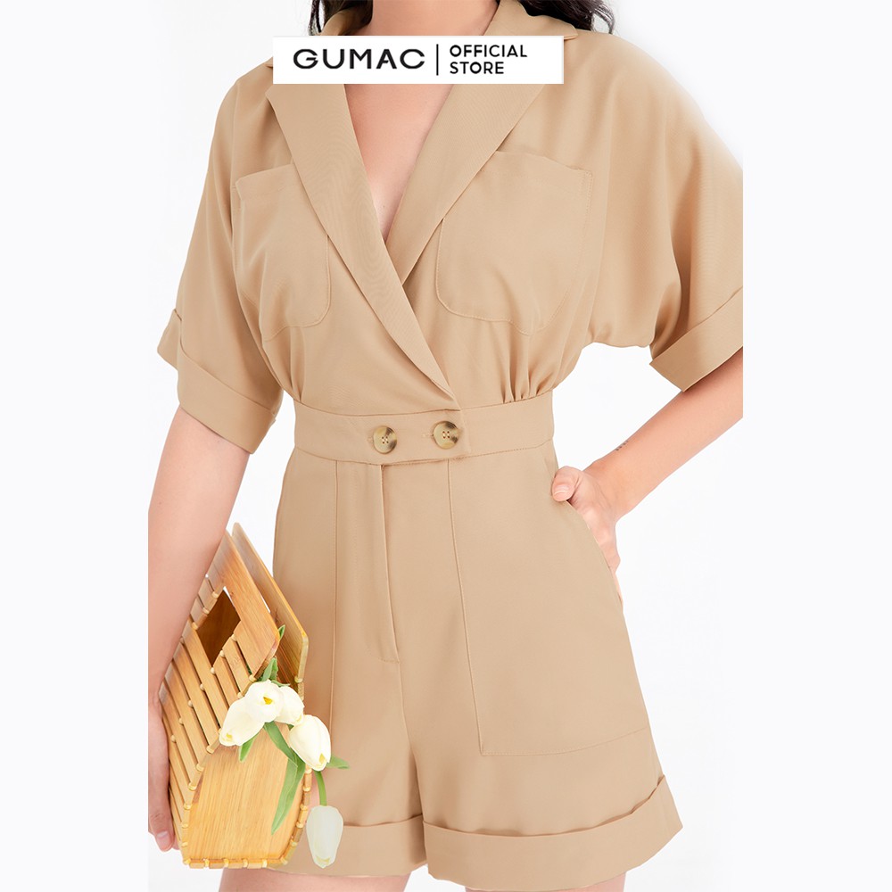 [Mã WABRG208 giảm 10% tối đa 50k đơn từ 250k] Jumpsuit phối túi GUMAC màu nâu đủ size quyến rũ DB714 | BigBuy360 - bigbuy360.vn