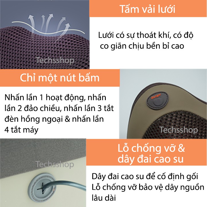 Gối Massage Hồng Ngoại Puli PL819B Có 6 Pi Lăn Hiệu Quả - BH 12 Tháng