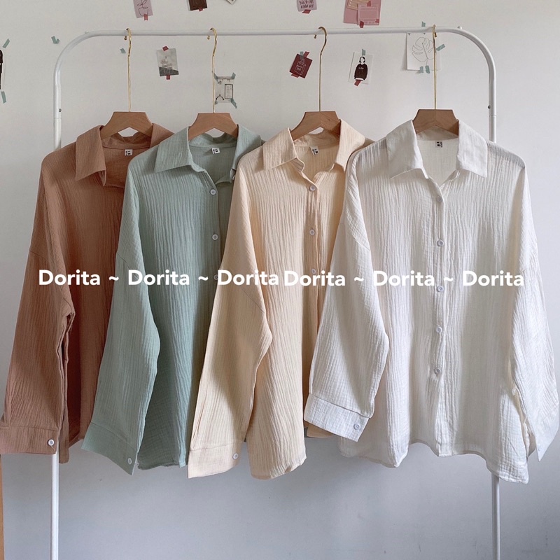 [Ảnh thật/Video] Áo sơ mi nhăn Bascis, Áo sơ mi nhăn phong cách Hàn Quốc - Dorita Boutique | BigBuy360 - bigbuy360.vn