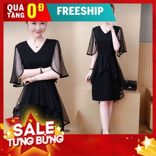 Đầm thun phối lưới nhẹ thanh lịch sang trọng - 60455