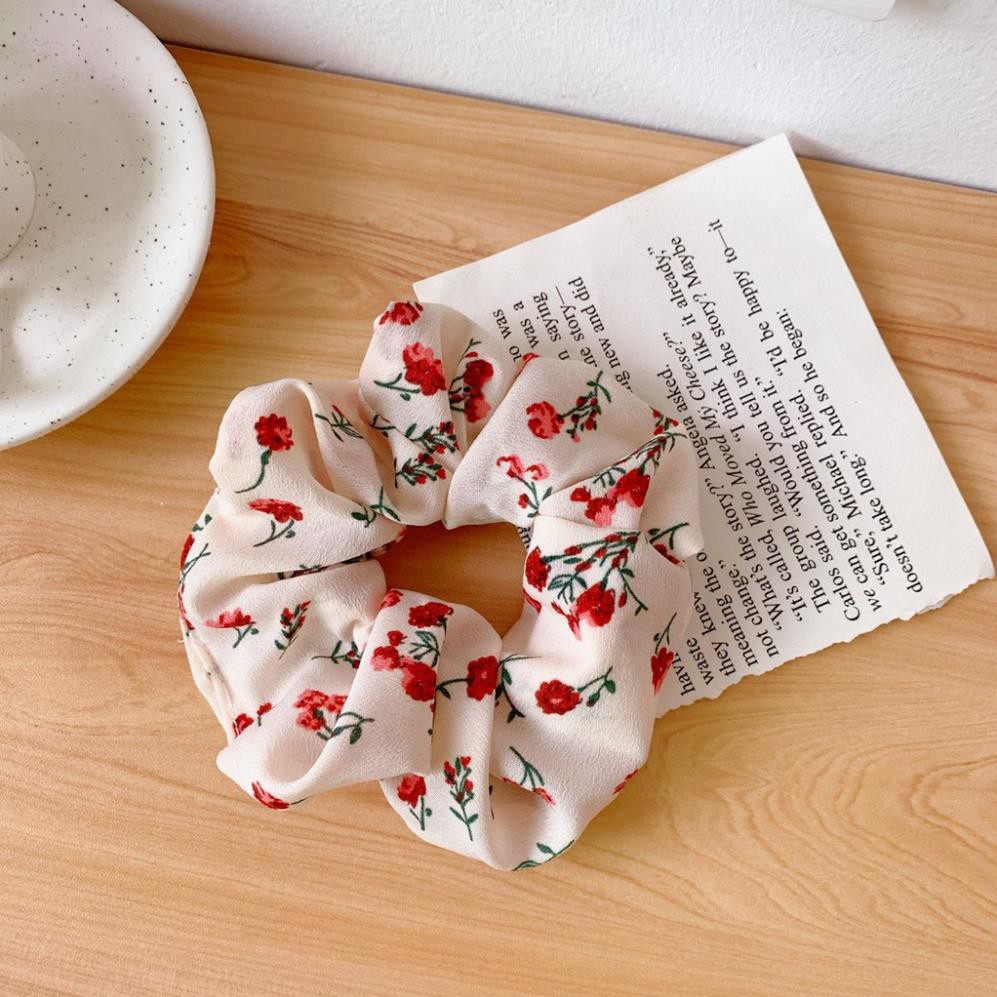 Dây Buộc Tóc Scrunchies Vải Voan Hoa Nhí