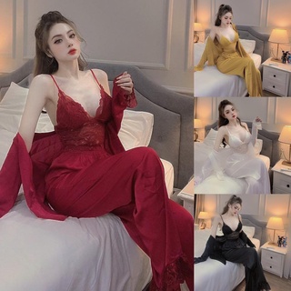 Đồ bộ nữ, đồ ngủ lụa satin mềm mịn, áo kèm mút ngực, áo choàng có đây đai cột