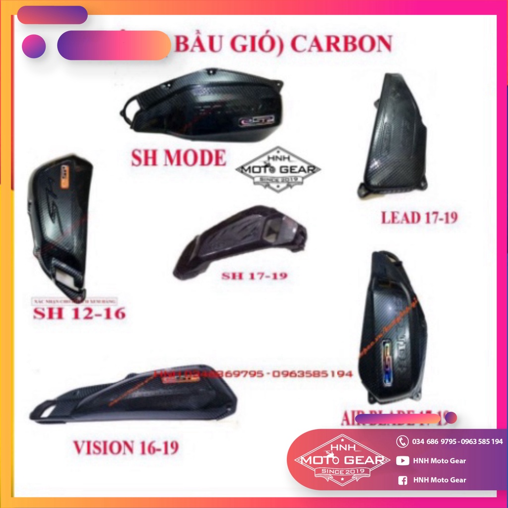 Pô E Bầu Gió Carbon Cho Nhiều Loại Xe Honda