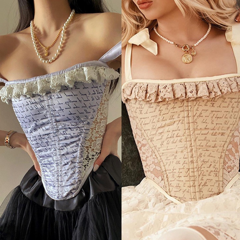 Áo Nịt Ngực Không Tay In Chữ Phong Cách Vintage Gợi Cảm Cho Nữ