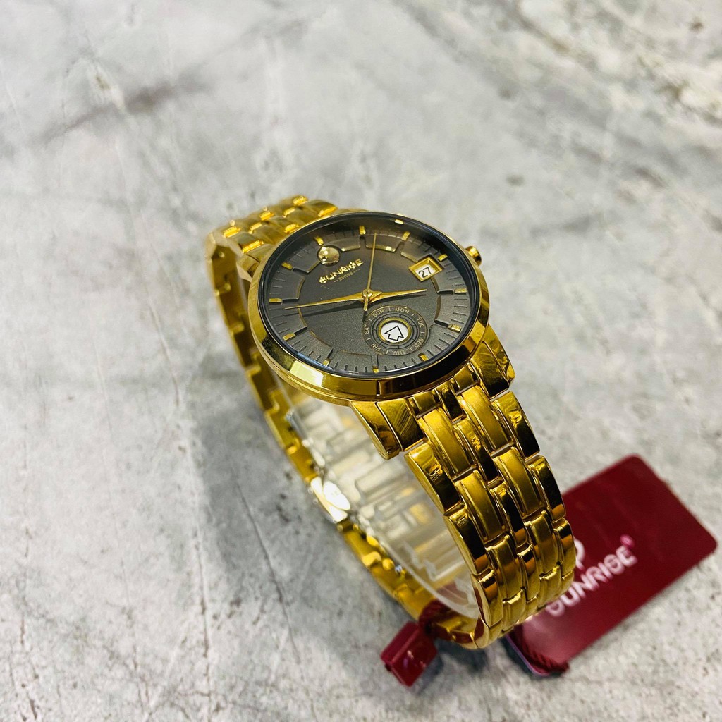 Đồng hồ Sunrise cặp đôi chính hãng Nhật Bản 2115.SA.G.D - kính saphire chống trầy -