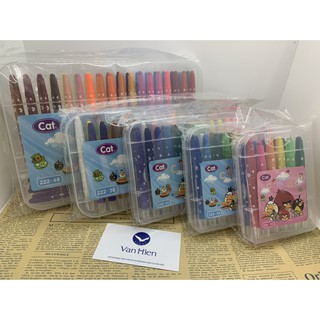 Màu sáp vặn hộp nhựa CAT - mã 222 - 12/18/24/36 màu