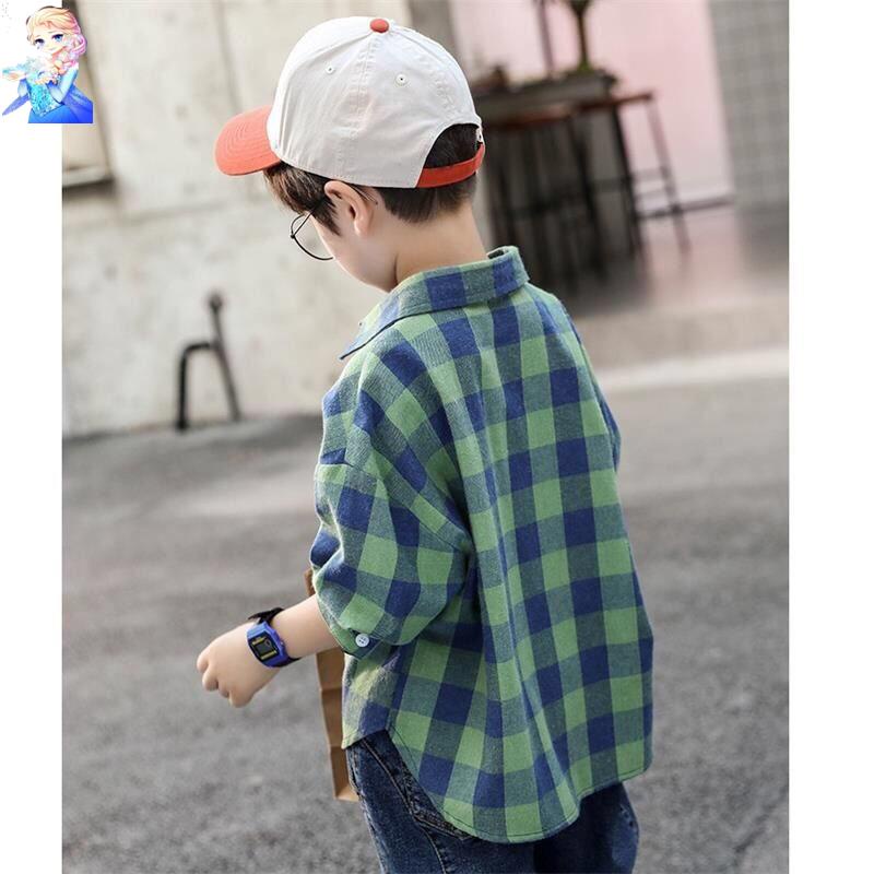 Áo Sơ Mi Cotton Tay Dài Kẻ Sọc Thời Trang Xuân Thu Dành Cho Bé Trai 2022