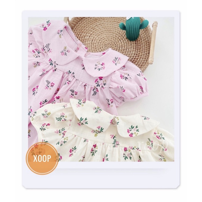 Bộ cộc tay hoa nhí cổ sen chất thô xước xịn đẹp bé gái (8-17kg) (SP002129 ) shop phúc yến
