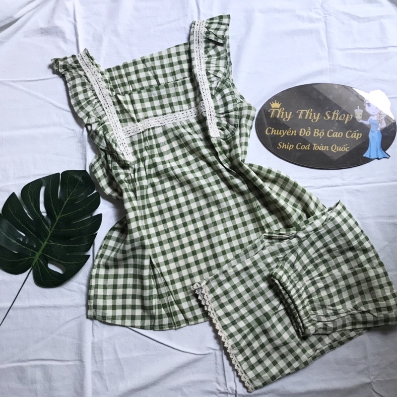 Đồ Bộ Lửng Mặc Nhà Caro Chất Đũi Lạnh Mềm Mát Có Size | BigBuy360 - bigbuy360.vn