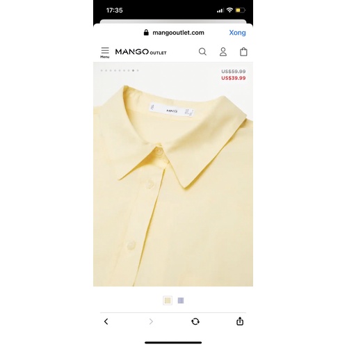 Thanh lý váy auth Mango màu vàng size S