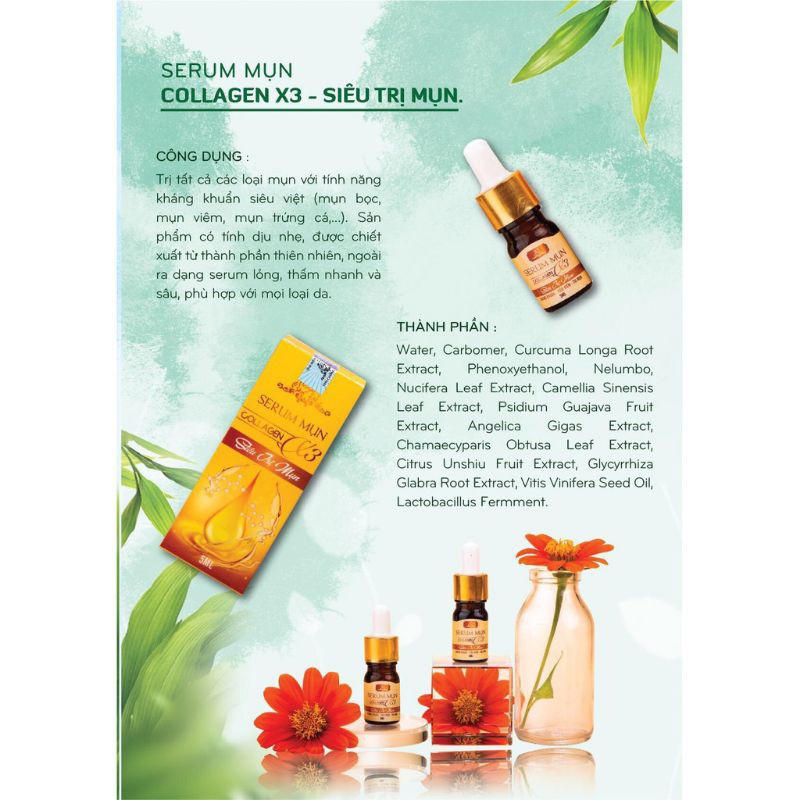 serum trị mụn collagen x3 trị tất cả các loại mụn hàng chính hãng