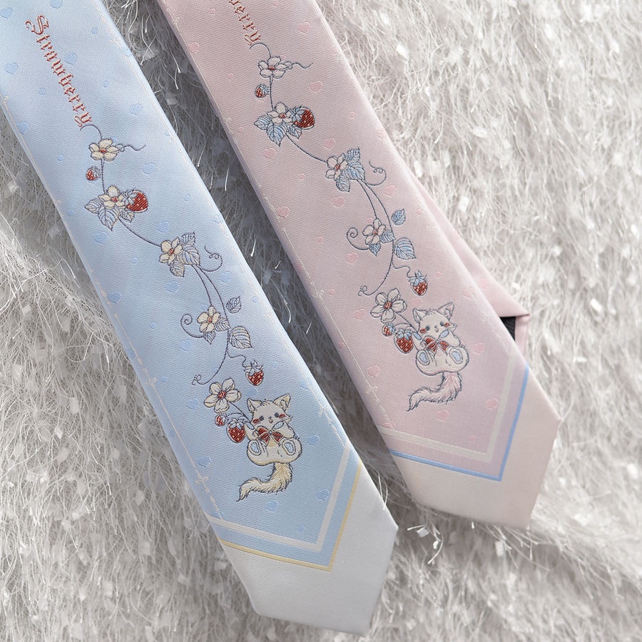 Bộ Đồng Phục Nữ Sinh Phối Nơ Họa Tiết Dâu Tây Dễ Thương