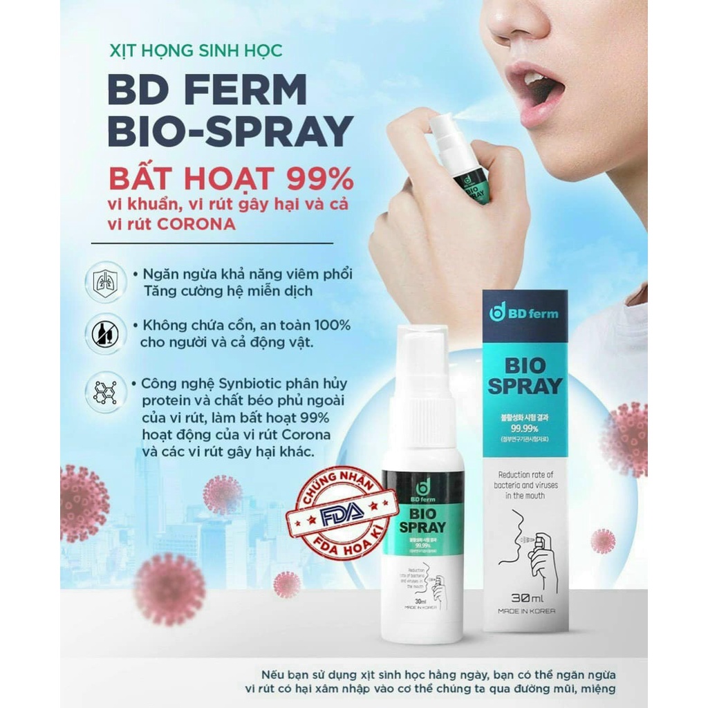 Xịt họng sinh học Bdferm Bio spray Hàn quốc 30ml